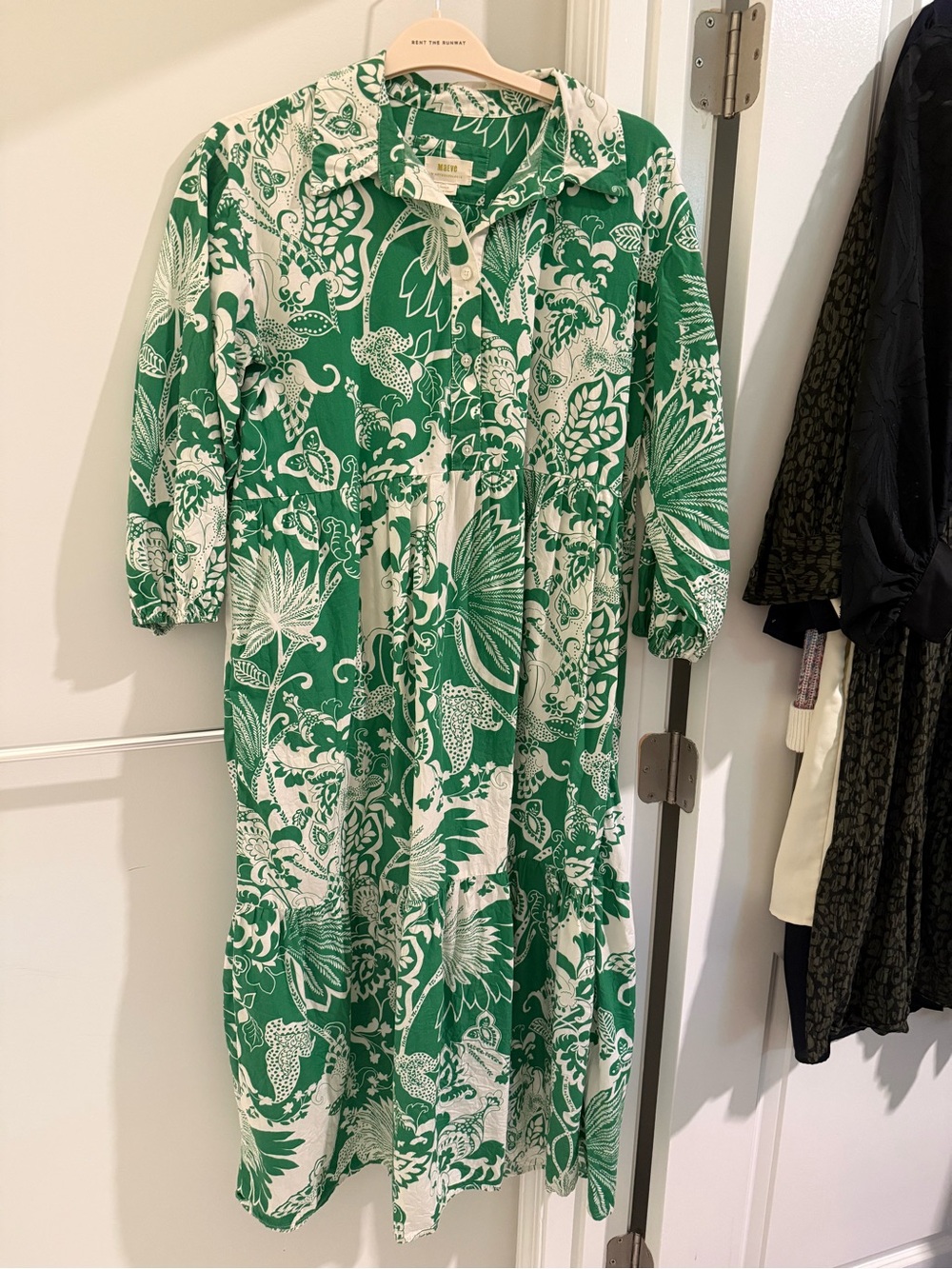 Maeve Green and White Floral Dress